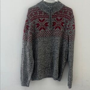 Croft & Barrow Gray and Red Zip-Up Sweater